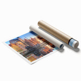Extra large rolled print depicting a floral scenery in Europe, Poland, ideal for classy bathroom wall art.