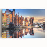 Black and white stretched canvas featuring a European cityscape, ideal for kitchen wall art or bedroom decor.