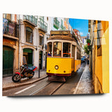 Acrylic glass print of Lisbon scenery in muted earth tones, ideal for bedroom or dining room art.