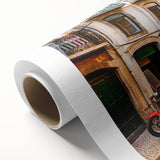 Art Deco poster of Lisbon scenery in pastel shades on rolled canvas, suitable for nursery wall art or dining room decor.