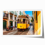 Extra large rolled print of Lisbon scenery with vibrant floral elements, ideal for art wall dining room.
