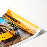 Extra large wall art featuring line art flowers in soft pastel shades on a rolled print.