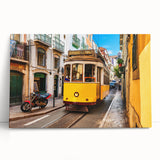 Black and white stretched canvas of Lisbon scenery, ideal for kitchen wall art.