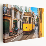 Large art of Lisbon scenery on stretched canvas, showcasing muted earth tones, ideal for kitchen wall art.