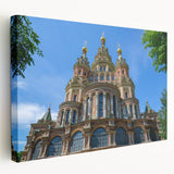 Large canvas print of a European cityscape in muted watercolor tones, suitable for kitchen wall art.