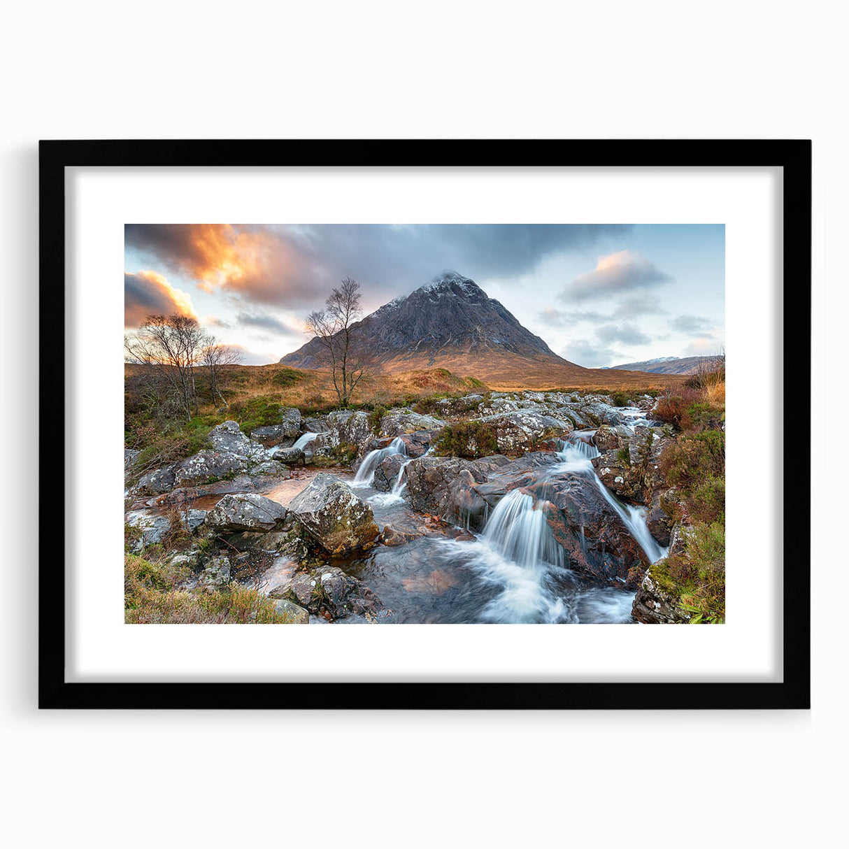 Colorful abstract art print of a European scenery in Scotland, featuring vibrant hues on a textured, extra large canvas.