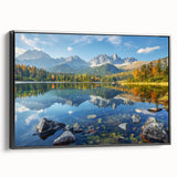 Black and white framed canvas featuring a vintage-style Slovakian landscape, ideal for bedroom wall decor.