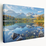 Large stretched canvas depicting a European Slovakian landscape in muted earth tones, ideal for kitchen wall art.