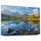 Large abstract wall art of a Slovakian landscape in muted earth tones, printed on acrylic glass.