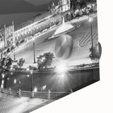 Large abstract depiction of Andalucia, Spain in vibrant colors on acrylic glass, suitable as dining room art.