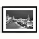 Colorful abstract art print of Andalucian scenery in vibrant hues on a large framed canvas, ideal for living room decor.