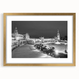 Textured abstract art print of Andalucian landscape in gold frame, ideal for bedroom art.