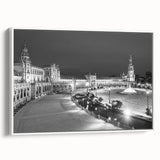 Framed canvas wall art featuring a vintage-style landscape painting of Andalucia, Spain, in muted earth tones.