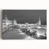 Black and white stretched canvas of Andalucia, Spain scenery, ideal for kitchen wall art.