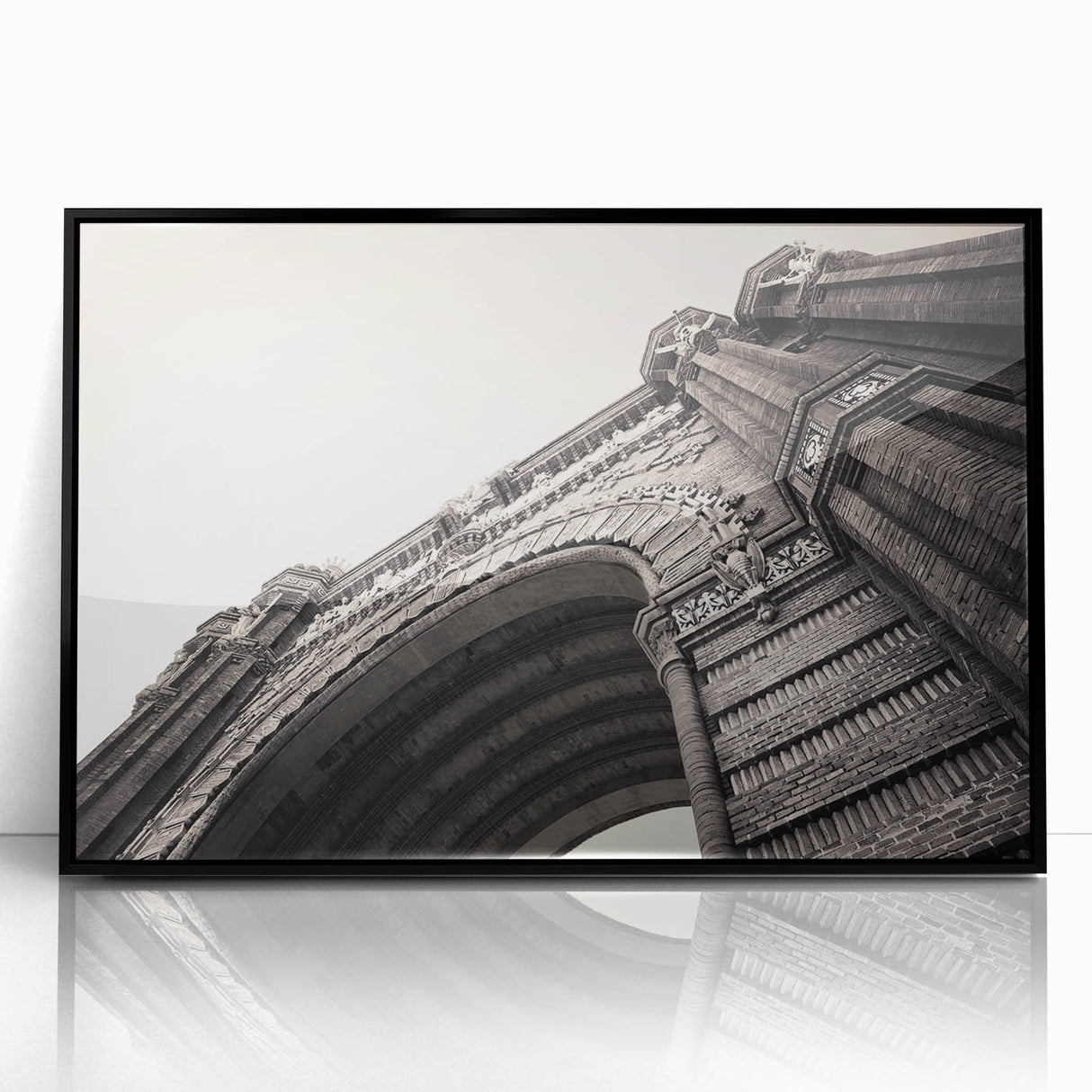 Large abstract wall art of Barcelona scenery in muted earth tones on framed acrylic, suitable for modern living room decor.