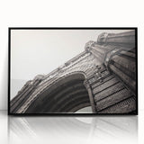 Large abstract wall art of Barcelona scenery in muted earth tones on framed acrylic, suitable for modern living room decor.