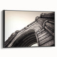 Black and white framed canvas of a vintage Barcelona landscape, ideal for bedroom wall art.