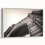 Vintage poster art of Barcelona scenery in vibrant colors on a white framed canvas, ideal for living room decor.