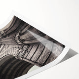 Extra large rolled print depicting line art flowers in black on a white background, ideal for large living room wall art.