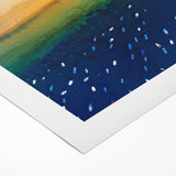 Art deco poster of a European scenery, featuring muted earth tones on a rolled canvas, ideal for dining room decor.