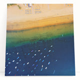 Black and white photograph of a European street scene on a large stretched canvas, suitable for kitchen wall art.