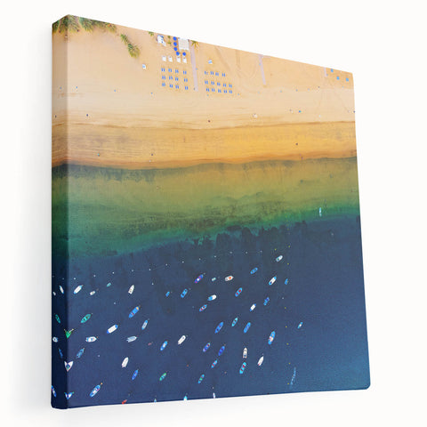 Large canvas print of a scenic European landscape, featuring vibrant green and blue tones, ideal for kitchen wall art.