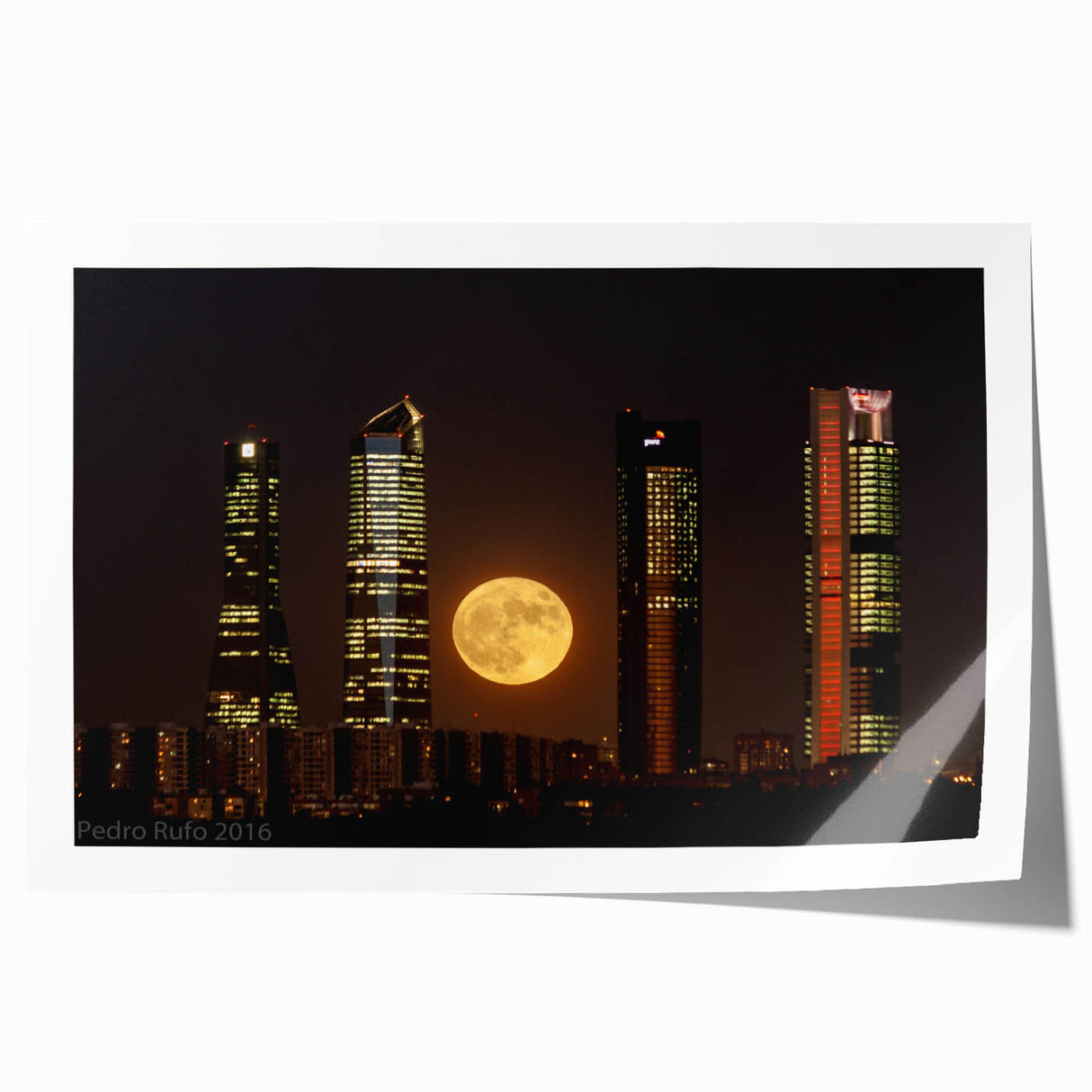 Rolled print of Madrid scenery featuring soft pastel shades, perfect as extra large art wall for dining room.