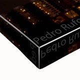 Black and white landscape art painting of Madrid on stretched canvas, ideal for bedroom wall art.