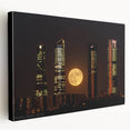 Large canvas print of Madrid cityscape in muted earth tones, suitable for kitchen wall art.