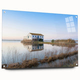 Acrylic print of a large abstract depiction of Valencia's scenery in vibrant hues, ideal for bedroom or dining room wall art.