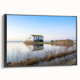 Black and white wall art of Valencia landscape on framed canvas, ideal for bedroom decor.