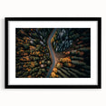 Extra large, textured abstract art print of a colorful European scenery on a black framed canvas.