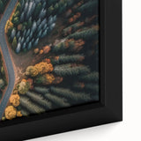 Extra large framed canvas featuring a textured depiction of a Swiss landscape in black with colorful accents.