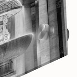 Large abstract depiction of the Vatican on acrylic glass, featuring muted earth tones, ideal for dining room art.