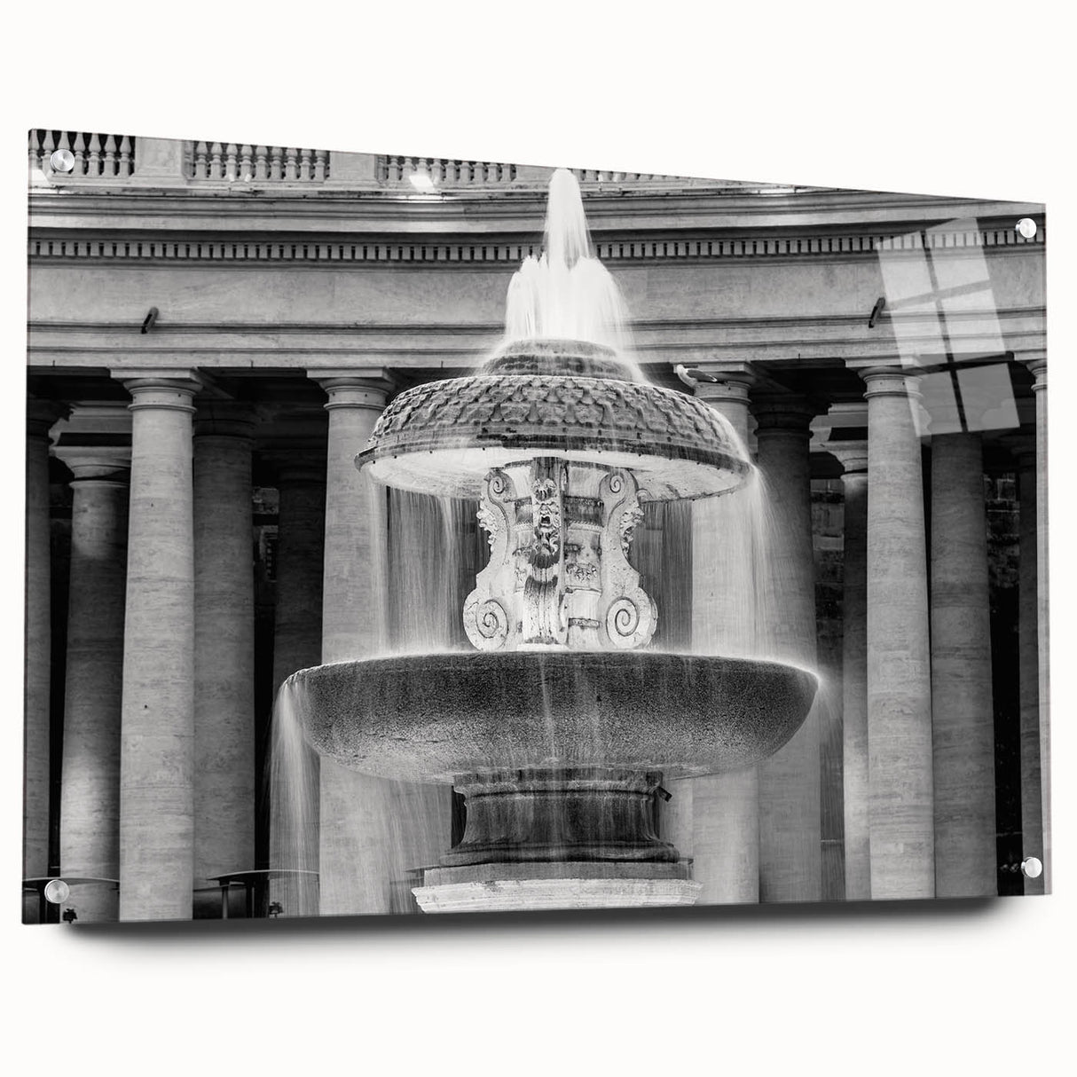 Acrylic print of the Vatican scenery in muted earth tones, ideal for dining room decor.