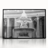 Large abstract wall art of the Vatican in muted gray and blue tones, framed in black acrylic.