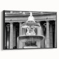 Black and white wall art of the Vatican landscape on framed canvas, suited for bedroom decor with a vintage poster style.