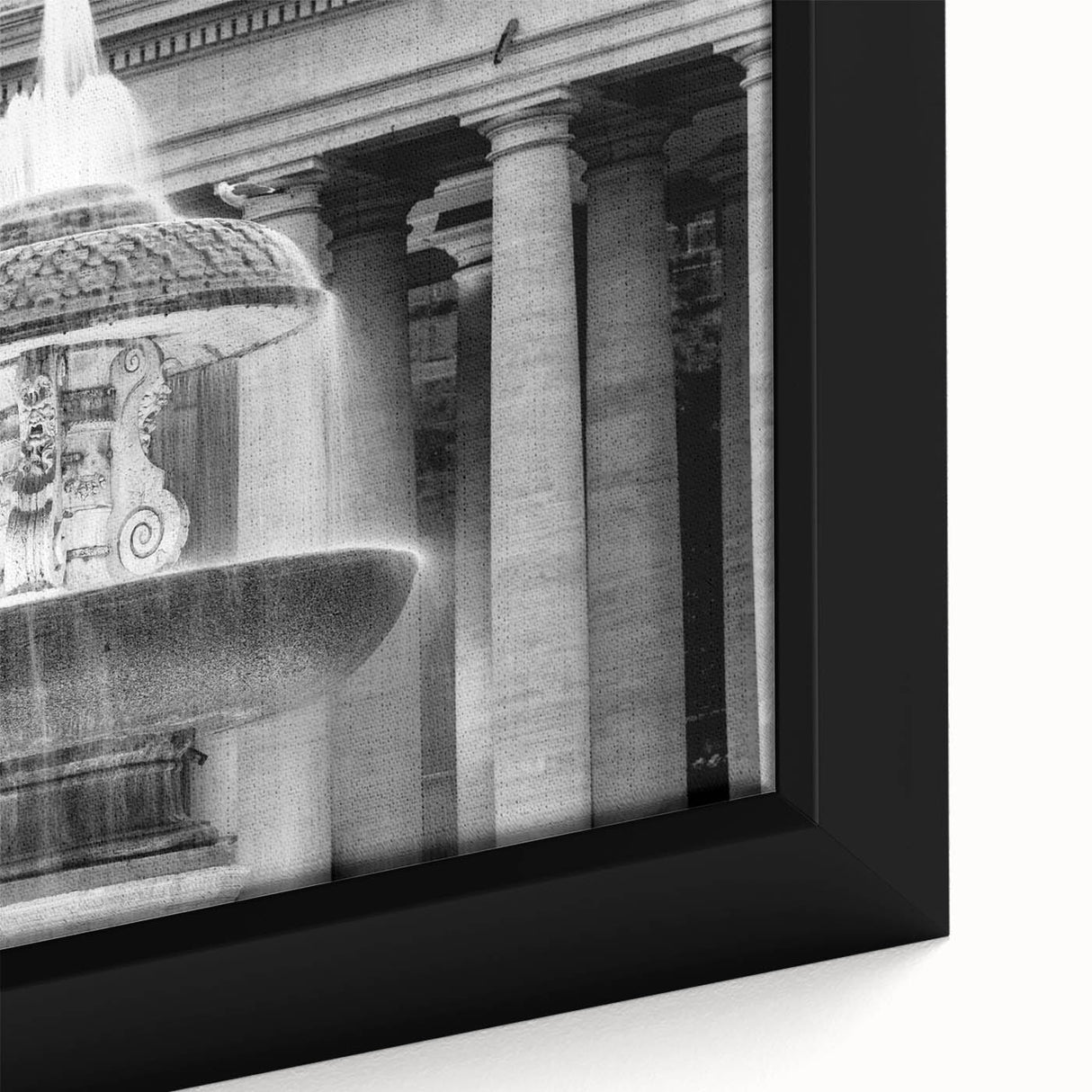 Black wall art featuring a textured depiction of the Vatican scenery in colorful art style, on a framed canvas.