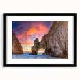 Extra large abstract art print of Baja California scenery in vibrant, colorful textures on a framed black mat.