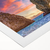 Art deco poster depicting a serene Baja California scenery in soft pastel colors on rolled canvas.