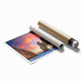 Extra large rolled print of Baja California scenery with vibrant floral elements, ideal for classy bathroom wall art.