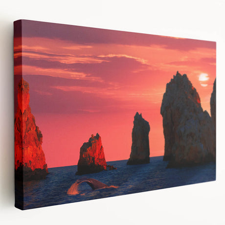 Large stretched canvas of Cabo San Lucas scenery with vivid ocean and sky hues, ideal for kitchen wall art.