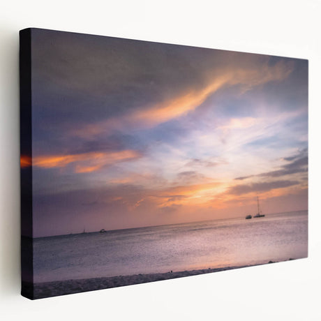 Large stretched canvas featuring a scenic view of Cancun with vibrant blue and green tones, ideal for kitchen wall art.