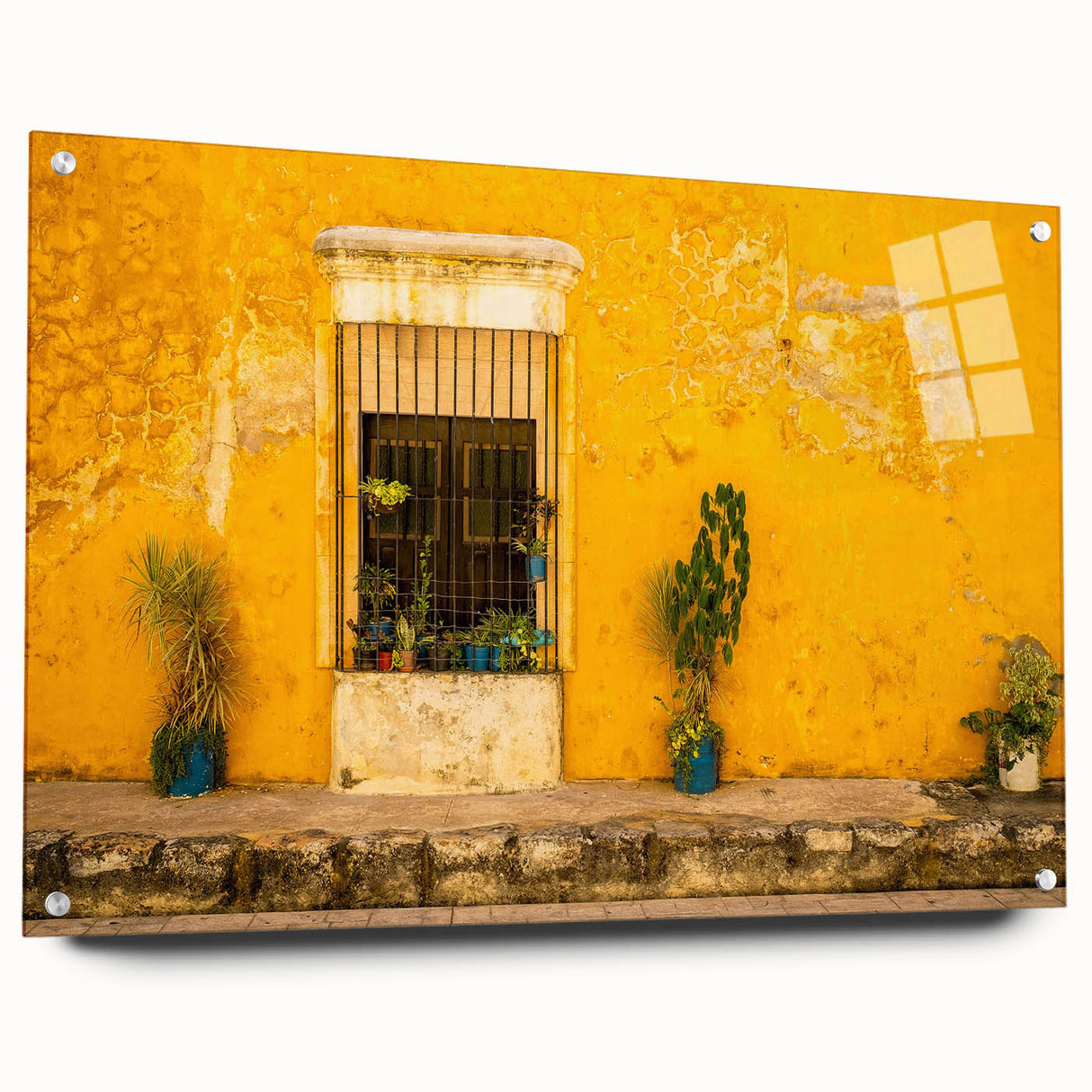 Large abstract depiction of Mexico City in muted earth tones on acrylic glass, suitable for bedroom or dining room art.