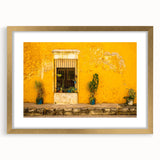 Extra large abstract art print of Mexico City, featuring textured elements in gold frame, ideal for living room decor.