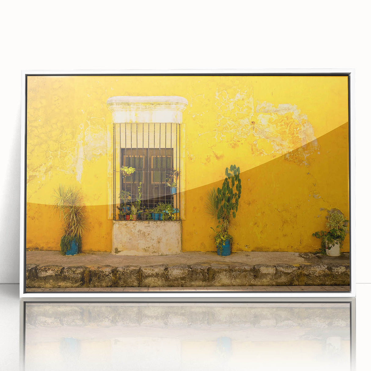 Acrylic print of Mexico City scenery in art deco style with muted colors, ideal for modern art wall decor.