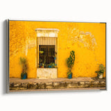 Framed canvas of a vintage Mexico City landscape painting in colorful art style, ideal for living room decor.