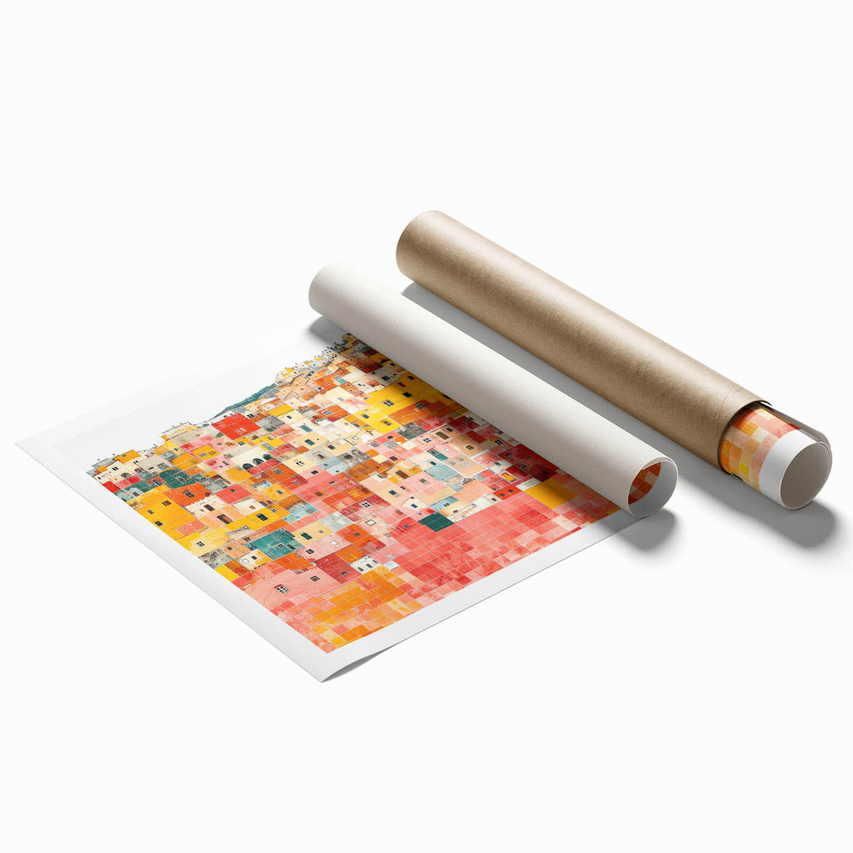 Extra large rolled print of Guanajuato, Mexico, featuring vibrant floral art, ideal for classy bathroom wall art.