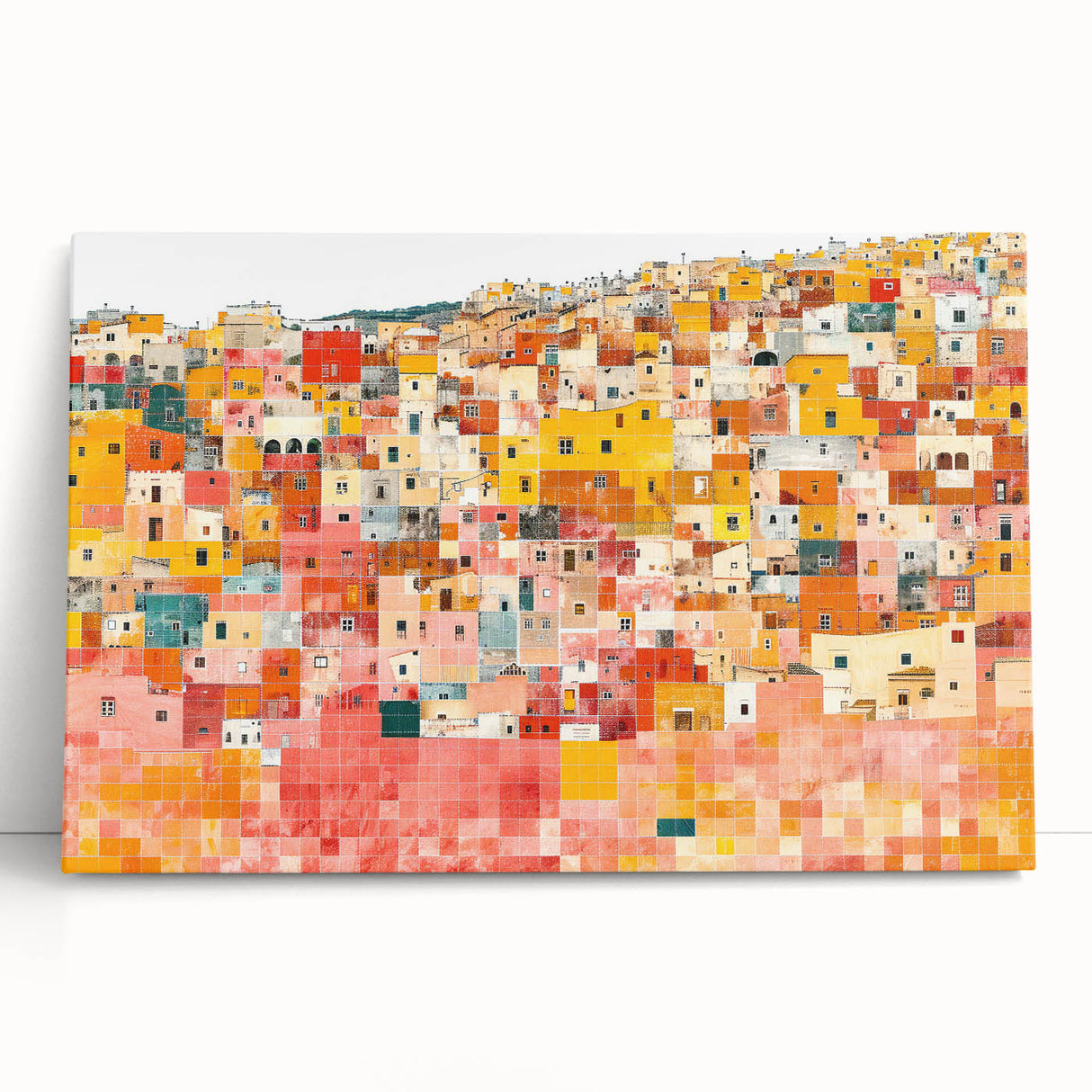 Black and white photograph of Guanajuato scenery on stretched canvas, ideal for kitchen wall art.