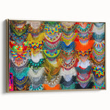 Framed canvas depicting a vintage-style landscape of Oaxaca, Mexico in muted gold and black tones.